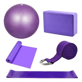 Kit De Accesorios Para Pilates 5 Bandas Elásticas Y Más
