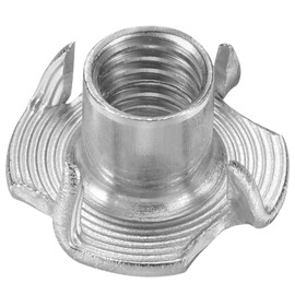 sourcing map M10x13mm T-Nuts 4 Pronged Tee Nut 304 Stainless Steel Threaded Inserts for for Wood, Rock Climbing Holds, Cabinetry, Furniture 25pcs