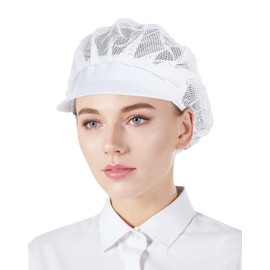 Nanxson 3PCS Half Mesh Half Cloth Cooking Hat Elastic Catering Hats with Brim Food Service Caps for Workshop Kitchen Restaurant Hotel