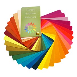 Colour pass autumn (warm autumn) as fans with 30 typical colours for colour analysis, colour advice