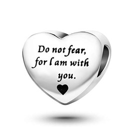 SBI Jewelry Isaiah 41:10 Charm for Bracelets Women Silver Love Heart Bible Clear CZ Cross Bead Women Girls Mom Daughter Sister Grandma Granddaughter Girlfriend Wife Birthday Anniversary
