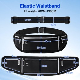 Alyvisun Running Belt, Adjustable Elastic Strap Waistpacks Waterproof Fitness Money Belt Large Capacity Running Bum Bag for Workouts, Exercise, Cycling, Walking, Travel & Outdoor Activities