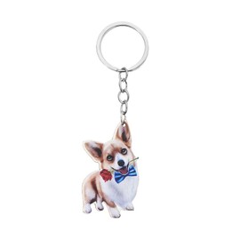AMOR SPES Corgi Dachshund Beagle Dogs Golden Retriever Springer Poodle Wood Key Chain Love Pets Key Ring (B)