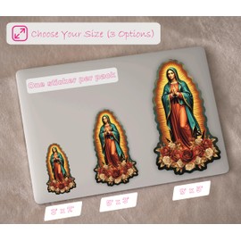 Our Lady of Guadalupe Sticker – Saint Virgin Mary Vinyl Decal with Rose for Car, Laptop, Bumper, Prayer Book – Catholic Christian Religious Jesus Stickers, Holy Mary Decal for Gifts (9" Tall)