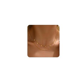 Kyazeo Dainty Layered Necklaces for Women 18K Gold Plated Tiny Rhombic Choker Chain Charm Pendant Necklace Trendy Jewelry