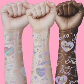 Bachelorette Party Cheers Temporary Tattoos - 40 Styles | Bride to Be Tattoos, Bridesmaid Favor, Bridal Shower Supplies, Engagement Accessory, Pool Party Bach Decoration (Silver)