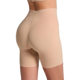 Leonisa Seamless Butt Lifter Shaper Short Moderate Compression Shapewear Shorts for Tummy Control Under Dresses and Skirts, 801 - Golden Beige, S