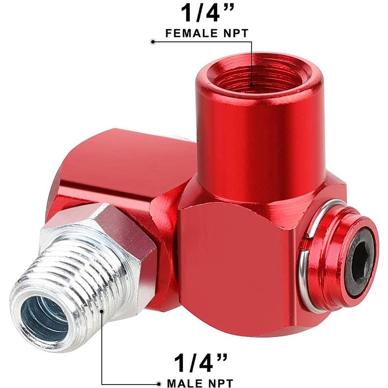 4Pcs 360 Degree Air Hose Connector 1/4in NPT Thread Industrial