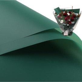 20 Pcs Double Sided Color Flower Wrapping Paper,Waterproof Valentine's Day Bouquet Wrapping Paper 23x23Inch Used for DIY Crafts, Gift Packaging, Flower Shop Bouquet Packaging (Green)