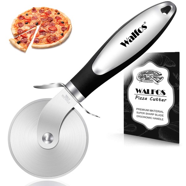 Walfos Pizza Cutter - Food Grade Stainless Steel Pizza Cutter Wheel with Anti-Slip Handle, Super Sharp and Durable Blade Ideal for Pizza, Pies- Easy to Use and Clean