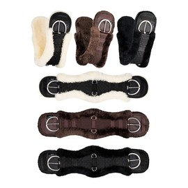 Equinate Classical Western Belt with Real Lambskin - Anatomical Saddle Girth Western Belly Belt 65 70 75 80 85 90 cm Natural Brown Black (90 cm Brown)