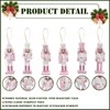 6pcs 12cm Pink Wooden Christmas Nutcracker Soldier Ornaments, Christmas Tree
