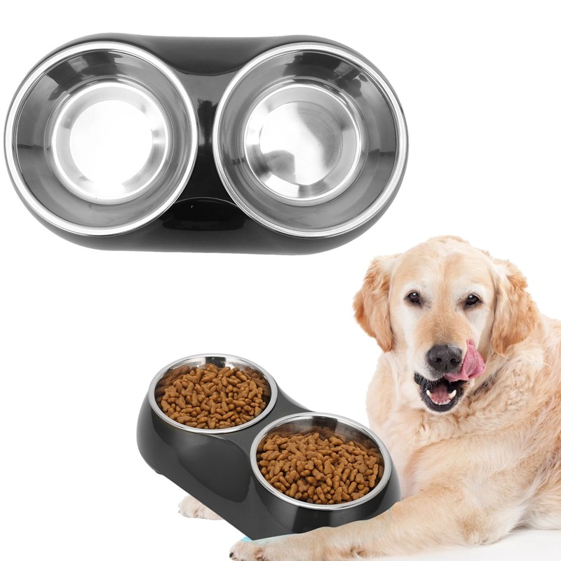 Stainless Steel Nonslip Double Pet Bowls Household Food Water Feeder