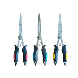 Pack of 3 Fishing Pliers Fishing Hook Remover Stainless Steel Fishing Pliers Hook Remover Multifunctional Pliers with Flexible and Ergonomic Handles Saltwater and Freshwater Blue+Red+Yellow