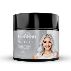 Herbishh Koloret Temporary Hair Color Wax, Instant Hair Color Wax Washable, White Hair Dye Temporary, Vegan Hair Color, Hair Paint, DIY Temporary Hair Color for Kids, Men & Women 5.07 fl