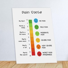 BEMAXYE Boho Chic Pain Scale Decor - Kids Learning Education Poster, School Nurse Office Wall Print, Self-Care Encourage Gifts, Unframed, 1 Pcs (11" x 14")