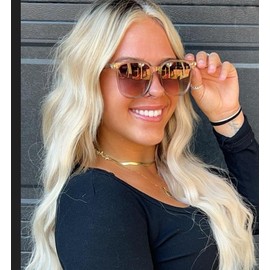 DAX Eyewear - ELLA Oversized Trendy Sunglasses - Hair Friendly Sunglasses - UV400 - Black, Grey or Brown Full Rim Color Options - Color: Brown