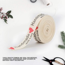 5 Yards Cotton Ribbon, Soft Hand Made Cotton Fabric Ribbon, 1.5cm Width for Craft Gift Wrapping, Hair Bow Making, Wedding Decoration, Baking Accessories, Clothing Label Supply