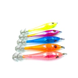 LENPABY 2017 New Lure Squid Hook Wood Shrimp Squid Lures 6 Color Bait Minnow (5PCS)