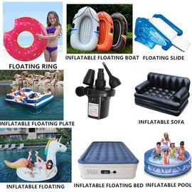 Raxter Electric Pump for Inflatables Quick Inflator Pump for Air Mattress Air Bed Paddling Pool Swimming Ring Camping Inflatables Inflate Deflate Pump with 3 Nozzles