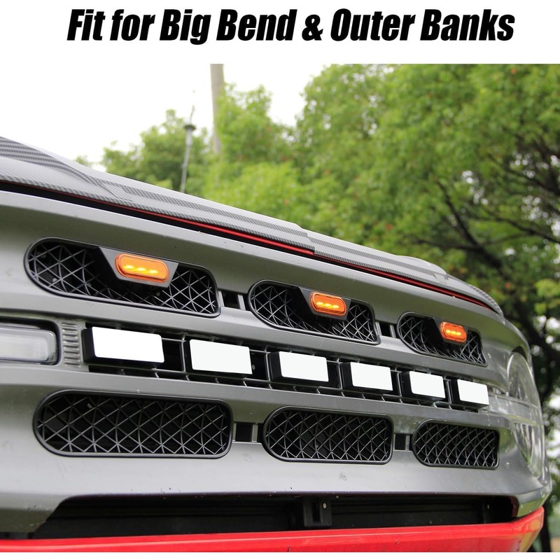 Front Mesh Grille Inserts & Amber Light Compatible with 2021-2024
