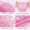 50Pcs Disposable Shower Caps, Waterproof Plastic Bath Hair Caps (Pink)