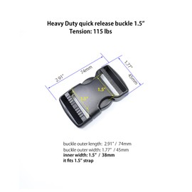 Ahijklmn Ahijklmn Quick Side Release Buckles 1.5" Heavy Duty Plastic Snap Buckle Clasps 1.5 inch Backpack clips Buckle Replacement for Straps (1-1/2 inch - 2 Packs)