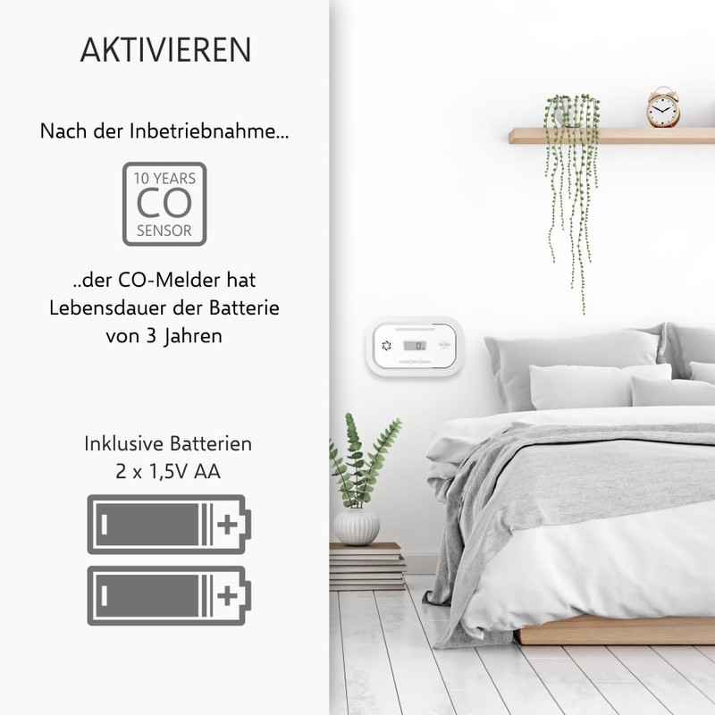 ELRO FC5003 Carbon Monoxide Detector, 10-Year Sensor, with Display, Pack