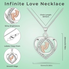 Baby Footprint Necklace for Mom to Be Push Present Pregnancy Gift for Expectant Mother| Soon-to-be Mom Jewelry, Congrats Pregnancy Pendant (14K White Gold Finish)