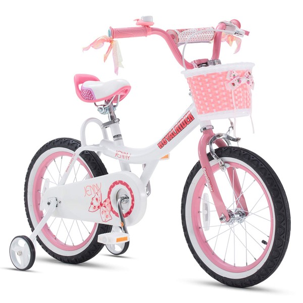 RoyalBaby Kids Girls Bike Bicycle with Basket Training Wheels Kickstand 16 Inch Jenny White