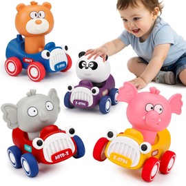 Baby Press and Go Car Toys for 1-2-3 Year Old Boys,Push Go Animal Racing Baby Cars Toys for Toldders 6-12-18 Months,1st Birthday Gifts for 1 2 3 Year Old Boys Girls Toddler Toys for 1-2 2-3 Boy & Girl