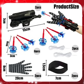 TKGEOUE Super Spiderm Launcher Set of 2 Kids Spiderm Hero Gloves Spiderm Launcher Gloves Spiderm Gloves Kids Spiderm Web Shooter Spiderm Hero Wrist Toy Set