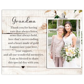 SUNBMO Wedding Picture Frame Gift for Grandma from Bride, Grandma of the Birde Grandmother Wedding Keepsake, Grandma of the Groom Grandma Wedding Gift from Groom, Grandma Nana Mother's Day Gift