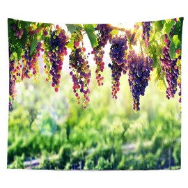 BULOR Vineyard Tapestry Grapes Clusters Wine Rustic Vintage Tapestry Wall Hangings Tapestry for Kids Bedroom Living Room Dorm Man Cave Background(80x60 Inch)
