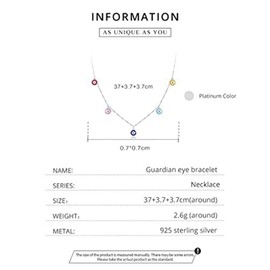 PAHALA 925 Sterling Silver Enamel Guardian Eye Chain Necklace Pendant Wedding Necklace