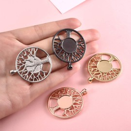 LANBEIDE - Juego de 60 cabujones para manualidades, 20 unidades de bandejas para colgante de árbol de la vida, con 20 cúpulas de cristal y 20 collares negros con cierres para hacer joyas