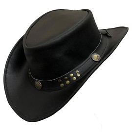 SHAMROCK Leather Cowboy Hat for Men Women Lightweight Handcrafted Western Shapeable Wide Brim | Western Hats for Men (US, Alpha, Medium, Black)