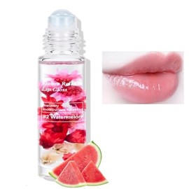 Aceite Labial Rollerball, Bálsamo Labial Transparente, #2 Watermelon | Bálsamo Labial Transparente, Diseño de Bola Rodante Transparente, Hidratante Nu