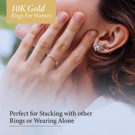 Takar Real Solid 10k Yellow, White & Rose Gold Dainty Ridged-Style Rings, Simple 1mm Thin and Skinny Gold Stackable charm Rings for Women and Men Available In Size 4-12, Made in USA.