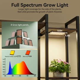 Plant Stand Indoor with Grow Lights 62" Large Plant Shelf 11-Tiered Tall Corner Plant Stand with 8 Light Panels for Indoor Plants Multiple Flower Pot Holder, Plant Rack for Living Room Patio Decor