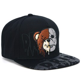 Dripping Bear New TL Drip Teddy Embroidery Snapback Hat Flat Bill Baseball Cap (Black)