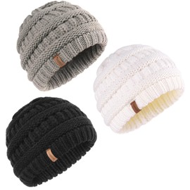 FURTALK Baby Beanie Winter Soft Warm Knit Hat 3 Pack Infant Toddler Slouchy Caps