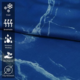 Pizuna Pure 100% Cotton Pillow Cases Queen Size Set of 2 Marble Blue, Luxurious 400 Thread Count Long Staple Cotton Sateen with Stylish 4" Hem (Combed Cotton Pillow Cases Queen)