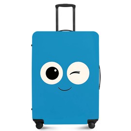 ANNA QUEEN Funny Blue emoticon Travel Luggage Cover Suitcase Protector Suitcase Cover Anti-Scratch,Stretchable Fit for 18-32Inch Luggage,Travel Bag Cover Washable M(fits 22-25Inch suitcase)