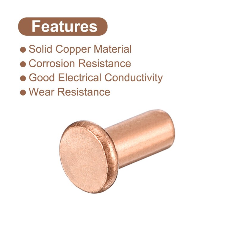 QUARKZMAN Pack of 50 Solid Copper Rivets 5/64 x 5/32