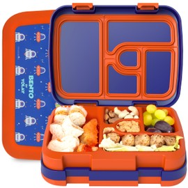 YOLAY Bento Box for Kids Lunch Box Leak-Proof, 5-Compartment Lunch Box Kids for Ages 3-10, Durable with Anti-Slip Base, Suitable for Schools, Outdoor and Travel (Robo)