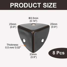 sourcing map 8PCS Metal Corner Protector 0.9 x 0.9 x 0.9 Inch Box Edge Guard Protector Zinc Alloy Cabinets Speaker Corners Protector for Furniture Decorative (Black)