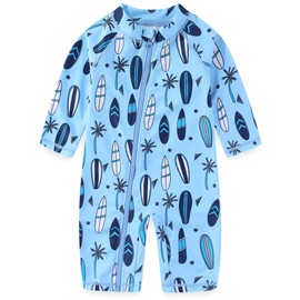 Erdawum Baby Boy Swimsuit Rash Guard Toddler One Piece Bathing Suit Infant Swimwear UPF 50+（Surfboard，3-6Months）