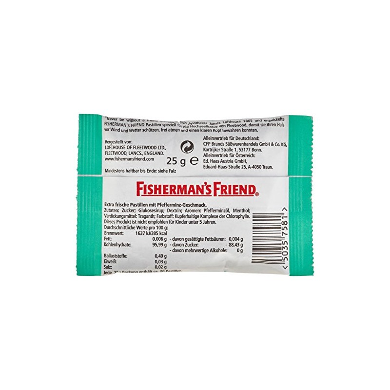 Fisherman's Friend Mint with Sugar Cough Drops Pack of 4