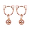 Hiqmic 925 Sterling Silver Cute Cat Head Bell Earrings Ear Stud Fashion White Gold Plated Jewelry Gift, WK90007-Rosegold